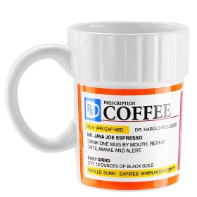 Homorous Prescription Coffee Mug 10oz Caffeine Tea Ceramics Cup for Caffeine Lover