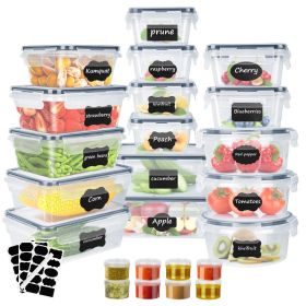 44Pieces Plastic Food Storage Containers with Lids Airtight Leak-Proof Reusable Meal Prep Containers Lunch Container With Labels Marker for Kitchen St