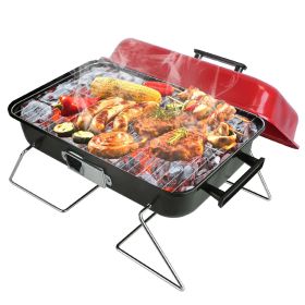 Portable Charcoal Grill Outdoor!bletop Grill Small Barbecue Smoker Folding BBQ Grill with Lid for Backyard Camping Picnics Beach