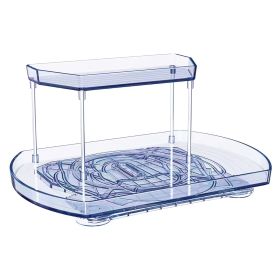 2 Tier Turntable Organizer Rectangular Refrigerator Spinner Storage Rack with 360otatable Slide Rail for Kitchen Cabinet Countertop