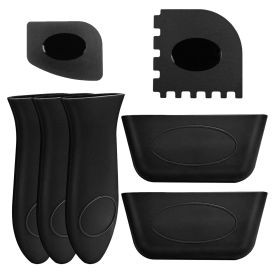 7Pcs Silicone Hot Handle Holder Non Slip Pot Handle Cover Sleeve Heat Resistant Potholder For Cast Iron Skillets Frying Pans Aluminum Cookware Handles