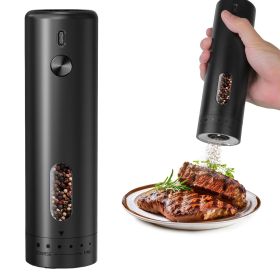 Electric Pepper Grinder USB Rechargeable Pepper Millutomatic Salt Grinder with 6 Adjustable Coarseness LED Light 110ML/3.72OZ Container One Hand Ope
