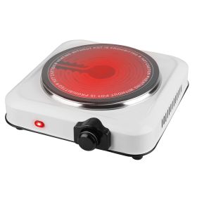 1000W Electric Infrared Single Burner Portable Heating Hot Plate Stove Countertop RV Hotplate with 7.5lass Cooktop Stepless Temperature Adjustments (Option: White)