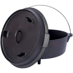 Outdoor Camping Deep Pot, Suitable For Camping Fireplace Cooking Barbecue Baking Campfire (Color: black)