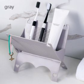 1pc Folding Storage Rack; Multi-functional Kitchen Drainage Rack; Desktop Sundries Sorting Rack Storage Rack (Color: gray)