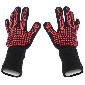 BBQ Gloves 1472 Heat Resistant Grill Gloves Anti-slip Carbon Fiber BBQ Gloves Oven Gloves Mitts For Barbecue Cooking Baking Welding Cutting (Option: Red)