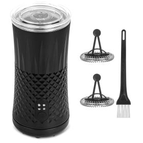 Electric Milk Frother Steamer 4 in 1 Multifunctional Hot Cold Milk Foam Maker Temperature Control Automatic Quiet Milk Warmer Latte Cappuccinos Diamon (Option: Black)