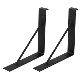 2Pack Wall Mounted Shelf Bracket Heavy Duty L-Shaped Metal Shelf Bracket Rack Support with Screws Set (Option: T1)